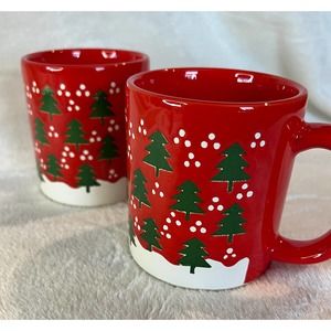 Lillian Vernon Corp 1982 Japan Vintage Christmas Tree Mug SET of 2